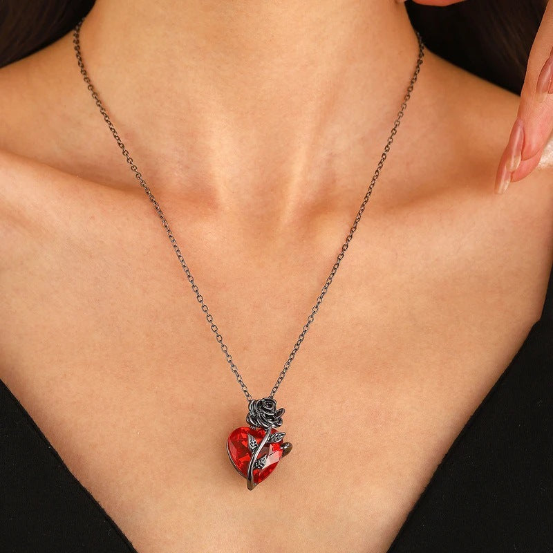 Wholesale Vintage Love Rose Flower Clavicle Chain Gothic Dark Wind Flower Winding Pendant Necklace